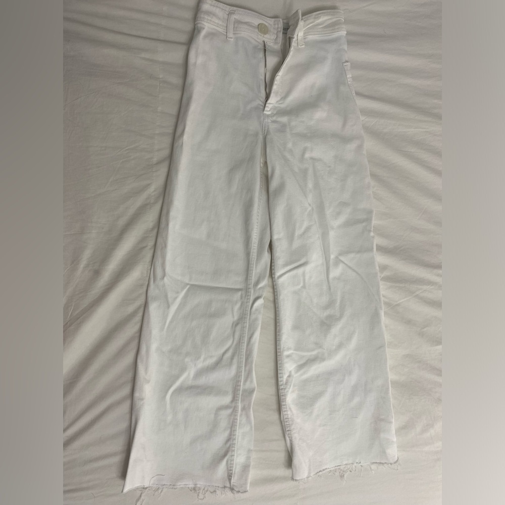 Zara high rise wide leg jeans in white